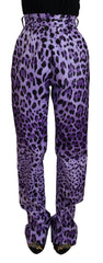 Dolce & Gabbana Purple Leopard Print High Waist Pants -   -  Dolce & Gabbana.
