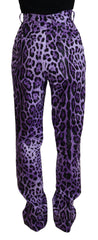 Dolce & Gabbana Purple Leopard Print High Waist Pants -   -  Dolce & Gabbana.