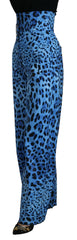 Dolce & Gabbana Blue Leopard Print High Waist Pants -   -  Dolce & Gabbana.