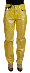 Dolce & Gabbana Yellow Leopard Cotton Straight Denim Jeans -   -  Dolce & Gabbana.