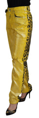 Dolce & Gabbana Yellow Leopard Cotton Straight Denim Jeans -   -  Dolce & Gabbana.