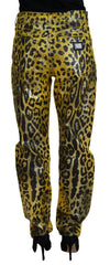 Dolce & Gabbana Yellow Leopard Cotton Straight Denim Jeans -   -  Dolce & Gabbana.
