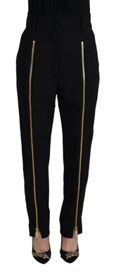 Dolce & Gabbana Black Wool High Waist Tapered Pants -   -  Dolce & Gabbana.