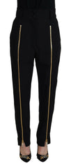 Dolce & Gabbana Black Wool High Waist Tapered Pants -   -  Dolce & Gabbana.
