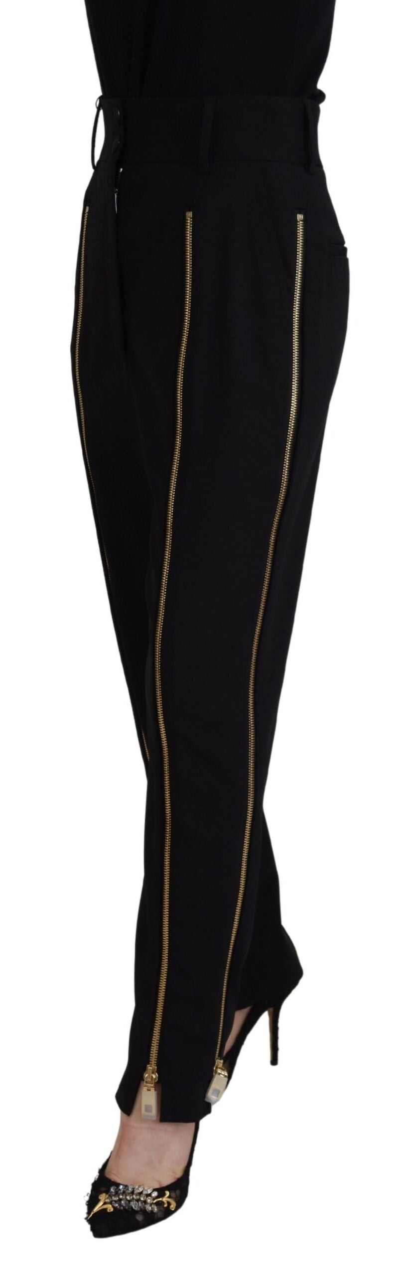 Dolce & Gabbana Black Wool High Waist Tapered Pants -   -  Dolce & Gabbana. Dolce & Gabbana Black Wool High Waist Tapered Pants -   -  Dolce & Gabbana.
