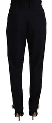 Dolce & Gabbana Black Wool High Waist Tapered Pants -   -  Dolce & Gabbana.