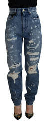 Dolce & Gabbana Blue Tattered Skinny Denim Cotton Jeans -   -  Dolce & Gabbana.