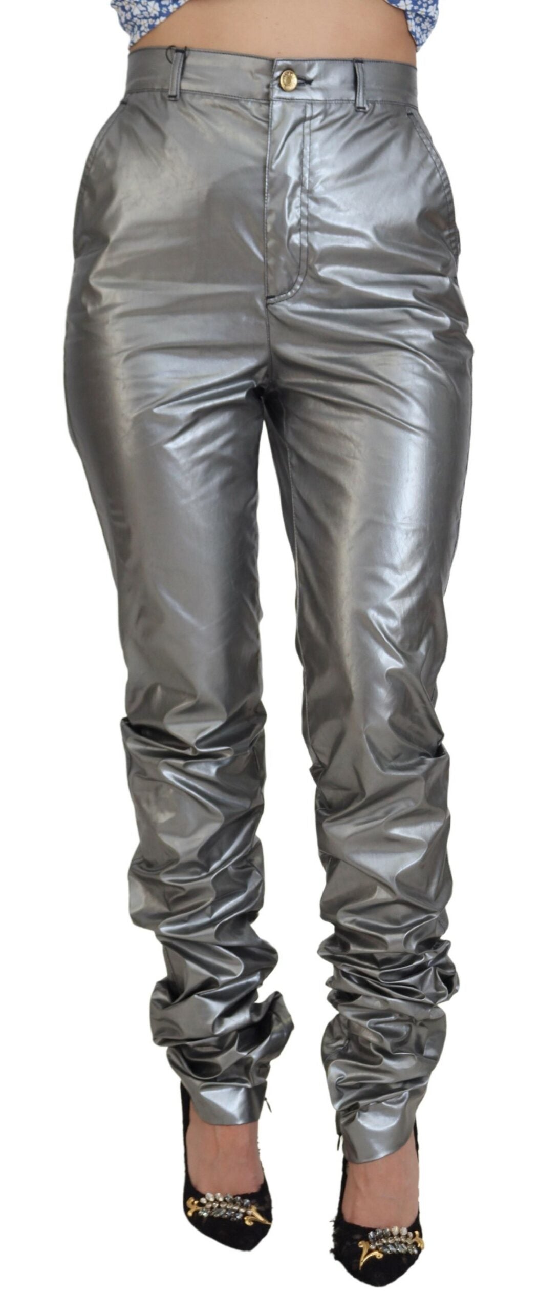Dolce & Gabbana Metallic Silver High Waist Skinny Pants -   -  Dolce & Gabbana.