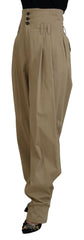 Dolce & Gabbana Brown Cotton High Waist Tapered Pants -   -  Dolce & Gabbana.