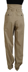 Dolce & Gabbana Brown Cotton High Waist Tapered Pants -   -  Dolce & Gabbana.