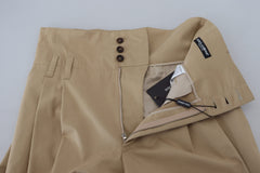 Dolce & Gabbana Brown Cotton High Waist Tapered Pants -   -  Dolce & Gabbana.