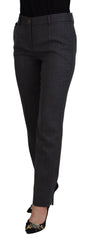Dolce & Gabbana Gray Stripes Wool Tapered Women Pants -   -  Dolce & Gabbana.