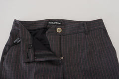 Dolce & Gabbana Gray Stripes Wool Tapered Women Pants -   -  Dolce & Gabbana.