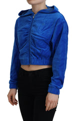 Juicy Couture Blue Cotton Full Zip Cropped Hooded Sweatshirt Sweater -   -  Juicy Couture.