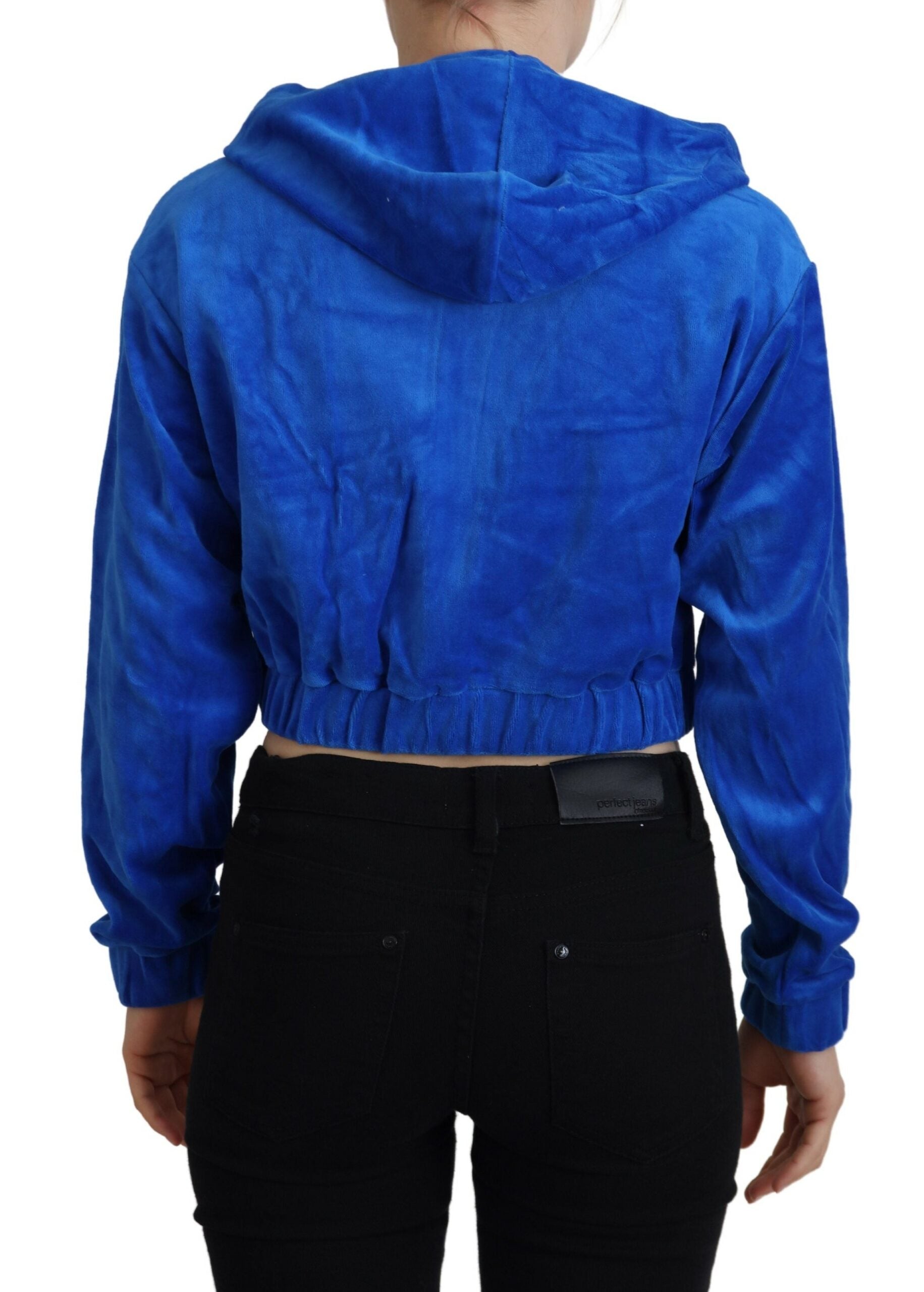 Juicy Couture Blue Cotton Full Zip Cropped Hooded Sweatshirt Sweater -   -  Juicy Couture. Juicy Couture Blue Cotton Full Zip Cropped Hooded Sweatshirt Sweater -   -  Juicy Couture.