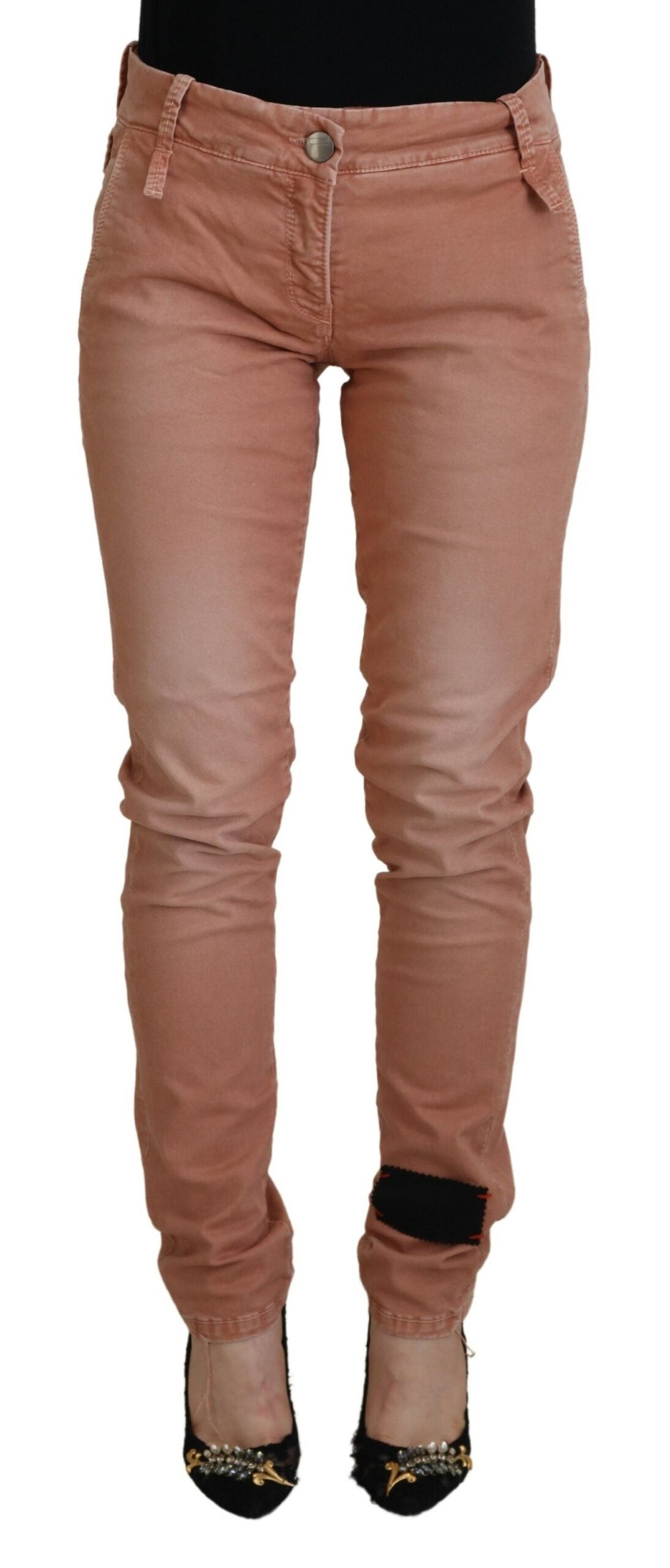Acht Pink Mid Waist Slim Fit Women Casual Pants -   -  Acht.