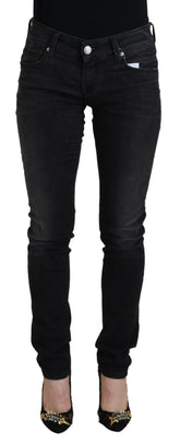 Acht Black Cotton Low Waist Slim Fit Women Casual Denim Jeans -   -  Acht.