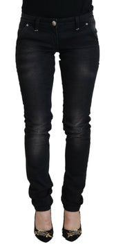 Acht Black Washed Cotton Skinny Women Casual Denim Jeans -   -  Acht.