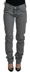 Care Label Gray Washed Cotton Skinny Women Casual Denim Jeans -   -  Care Label.