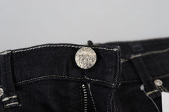 Acht Black Washed Mid Waist Tapered Women Casual Denim Jeans - - Acht.