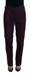 BENCIVENGA Purple Cotton Mid Waist Women Tapered Pants -   -  BENCIVENGA.