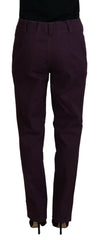 BENCIVENGA Purple Cotton Mid Waist Women Tapered Pants -   -  BENCIVENGA.