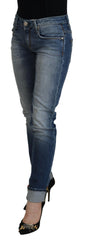 Acht Blue Washed Cotton Low Waist Women Casual Jeans -   -  Acht.