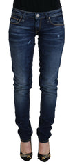Acht Blue Washed Cotton Low Waist Women Casual  Jeans -   -  Acht.