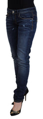 Acht Blue Washed Cotton Low Waist Women Casual  Jeans -   -  Acht.