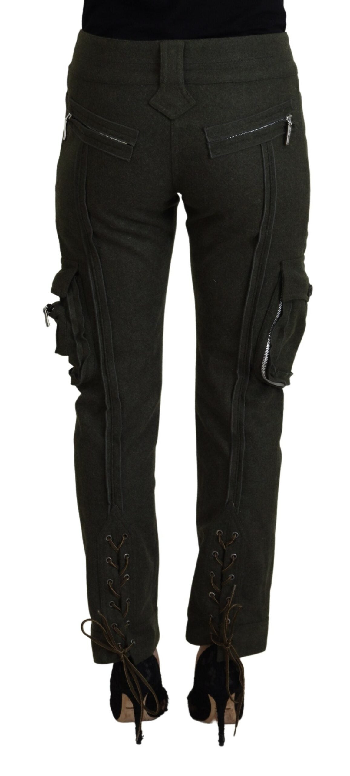 Ermanno Scervino Green Lace Up Leg Women Tapered Pants -   -  Ermanno Scervino. Ermanno Scervino Green Lace Up Leg Women Tapered Pants -   -  Ermanno Scervino.
