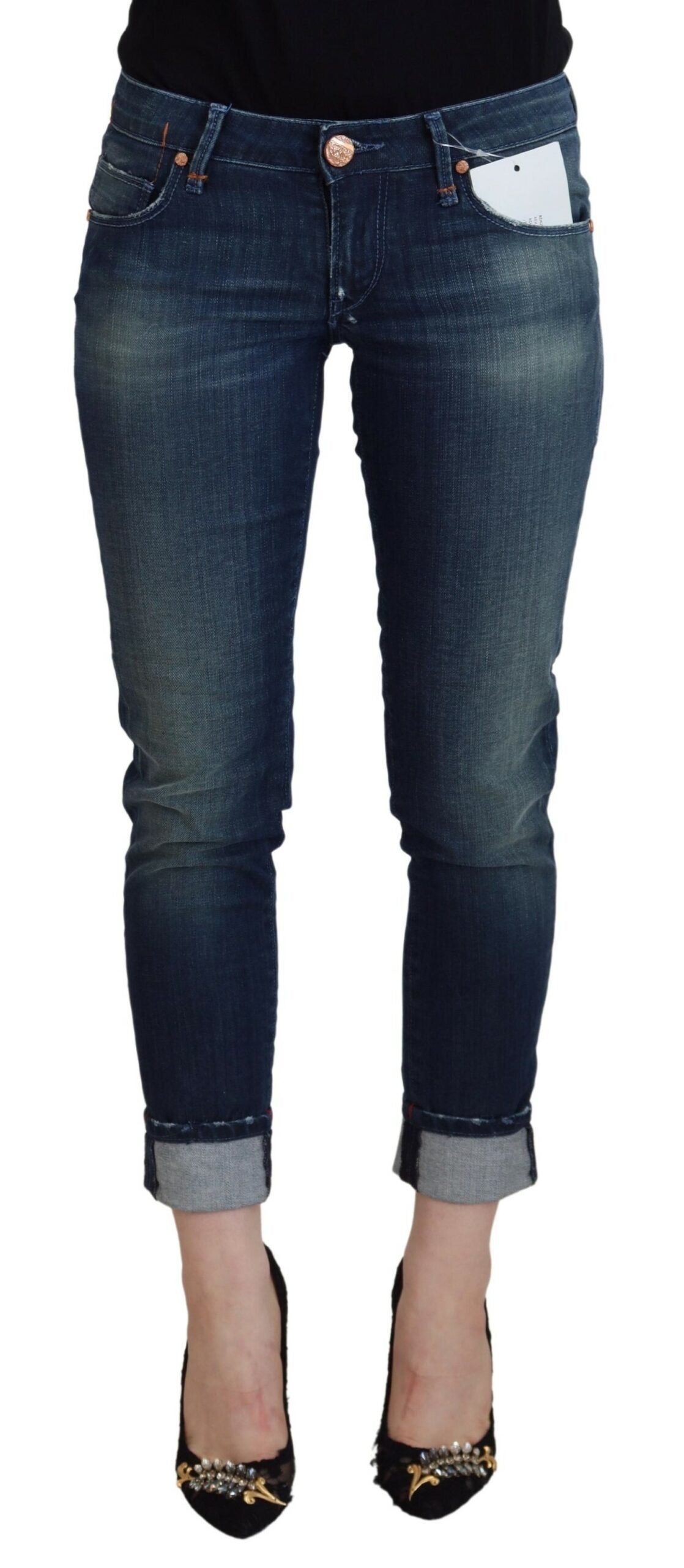 Acht Blue Cotton Slim Fit Women Casual Denim Jeans -   -  Acht.