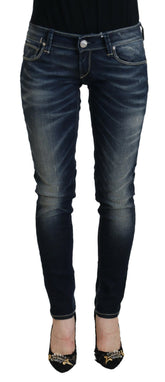 Acht Blue Washed Cotton Slim Fit Women Denim Jeans -   -  Acht.