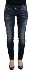 Acht Blue Washed Cotton Slim Fit Women Denim Jeans -   -  Acht.