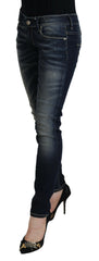 Acht Blue Washed Cotton Slim Fit Women Denim Jeans -   -  Acht.