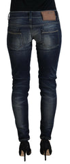Acht Blue Washed Cotton Slim Fit Women Denim Jeans -   -  Acht.