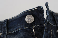 Acht Blue Washed Cotton Slim Fit Women Denim Jeans -   -  Acht.