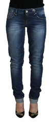 Acht Blue Washed Cotton Slim Fit Women Denim Jeans -   -  Acht.