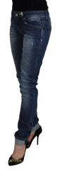 Acht Blue Washed Cotton Slim Fit Women Denim Jeans -   -  Acht.