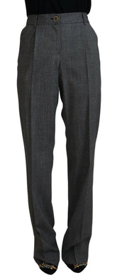 Dolce & Gabbana Gray High Waist Women Wool Pants -   -  Dolce & Gabbana.