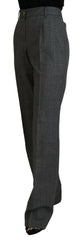 Dolce & Gabbana Gray High Waist Women Wool Pants -   -  Dolce & Gabbana.