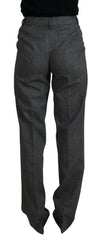 Dolce & Gabbana Gray High Waist Women Wool Pants -   -  Dolce & Gabbana.