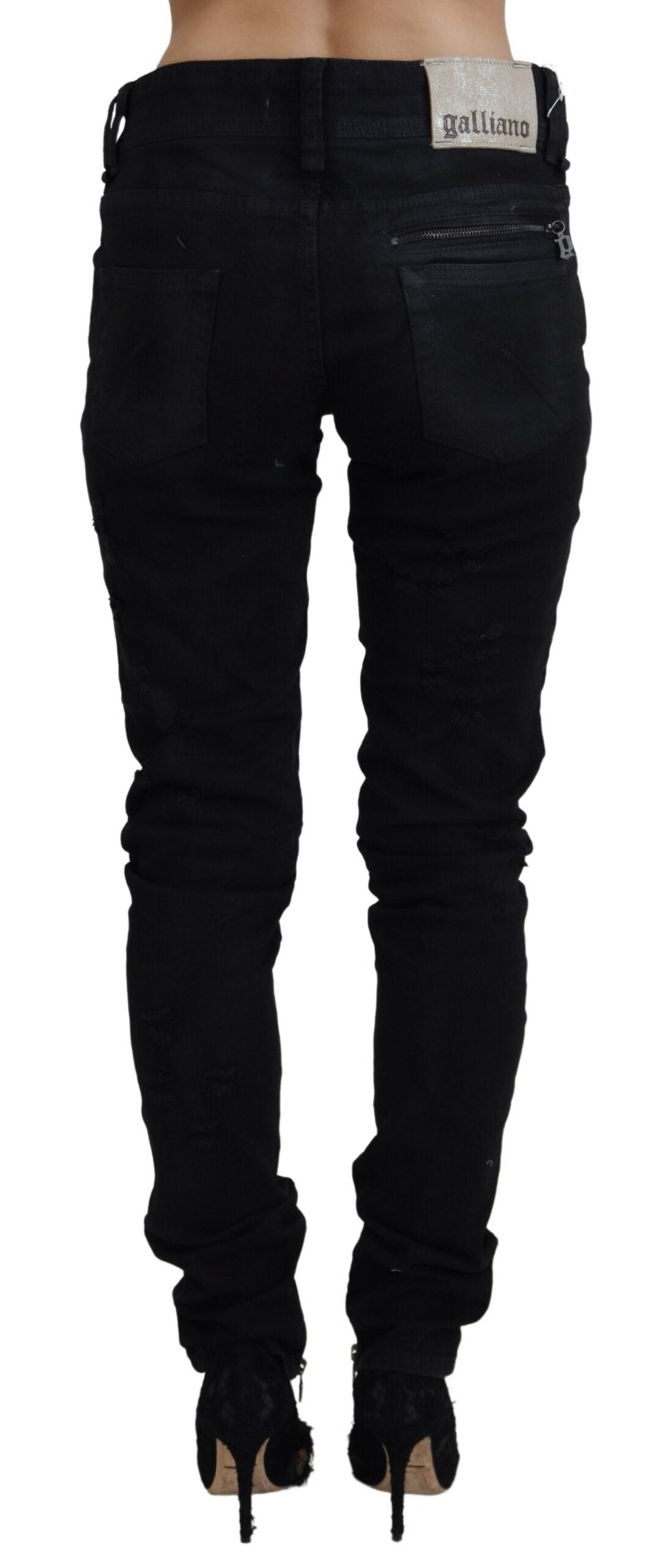 John Galliano Black Cotton Mid Waist Skinny Slim Fit Denim Jeans -   -  John Galliano. John Galliano Black Cotton Mid Waist Skinny Slim Fit Denim Jeans -   -  John Galliano.