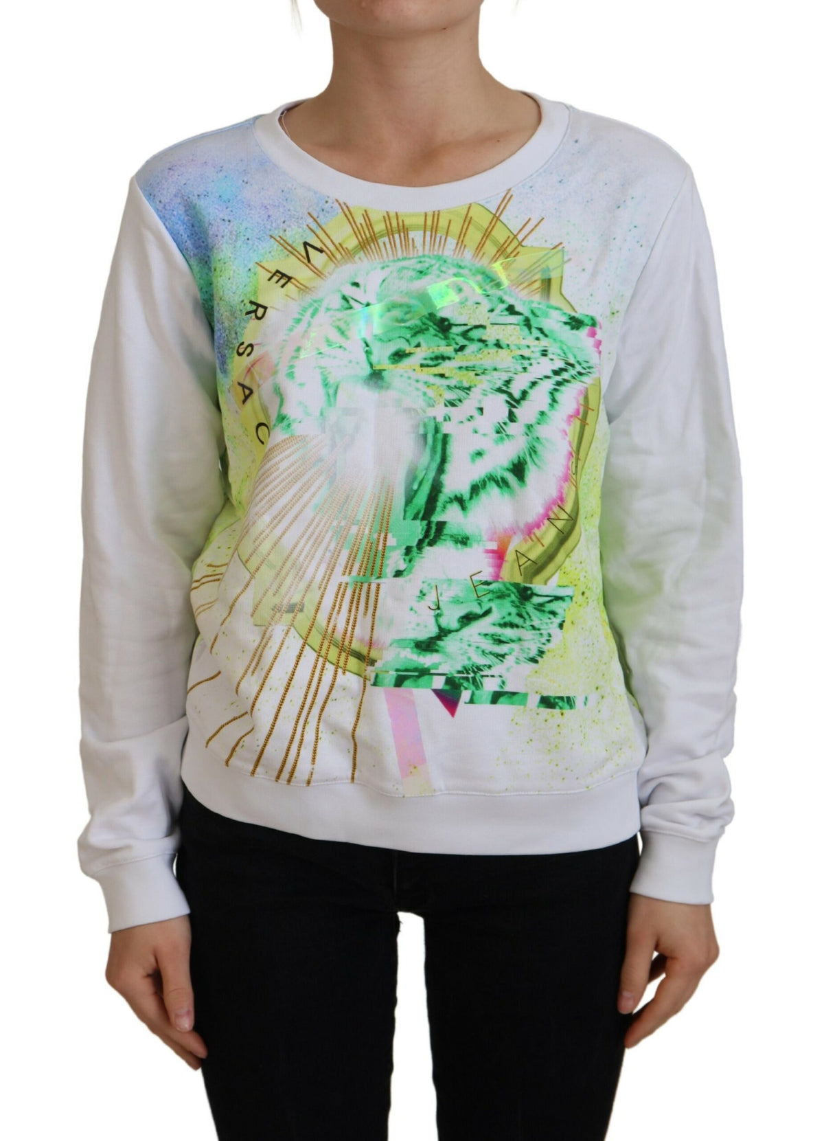 Versace Jeans White Graphic Print Long Sleeves Sweater -   -  Versace Jeans.