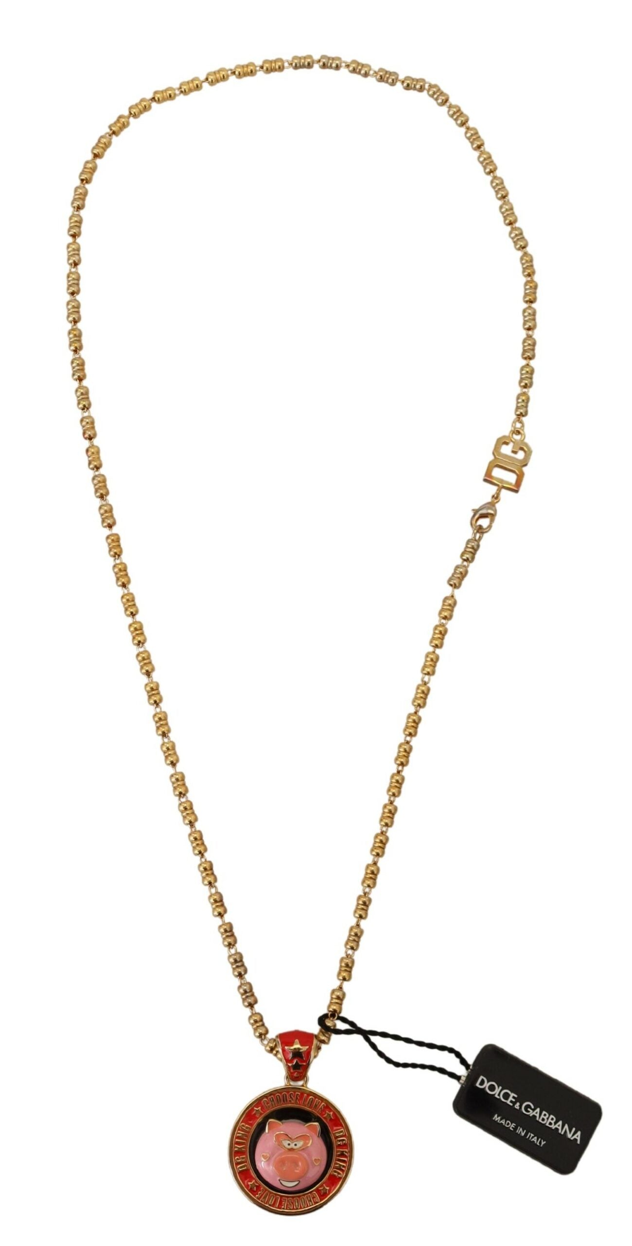 Dolce & Gabbana Gold Brass Chain SUPER PIG Pendant Logo Necklace -   -  Dolce & Gabbana. Dolce & Gabbana Gold Brass Chain SUPER PIG Pendant Logo Necklace -   -  Dolce & Gabbana.