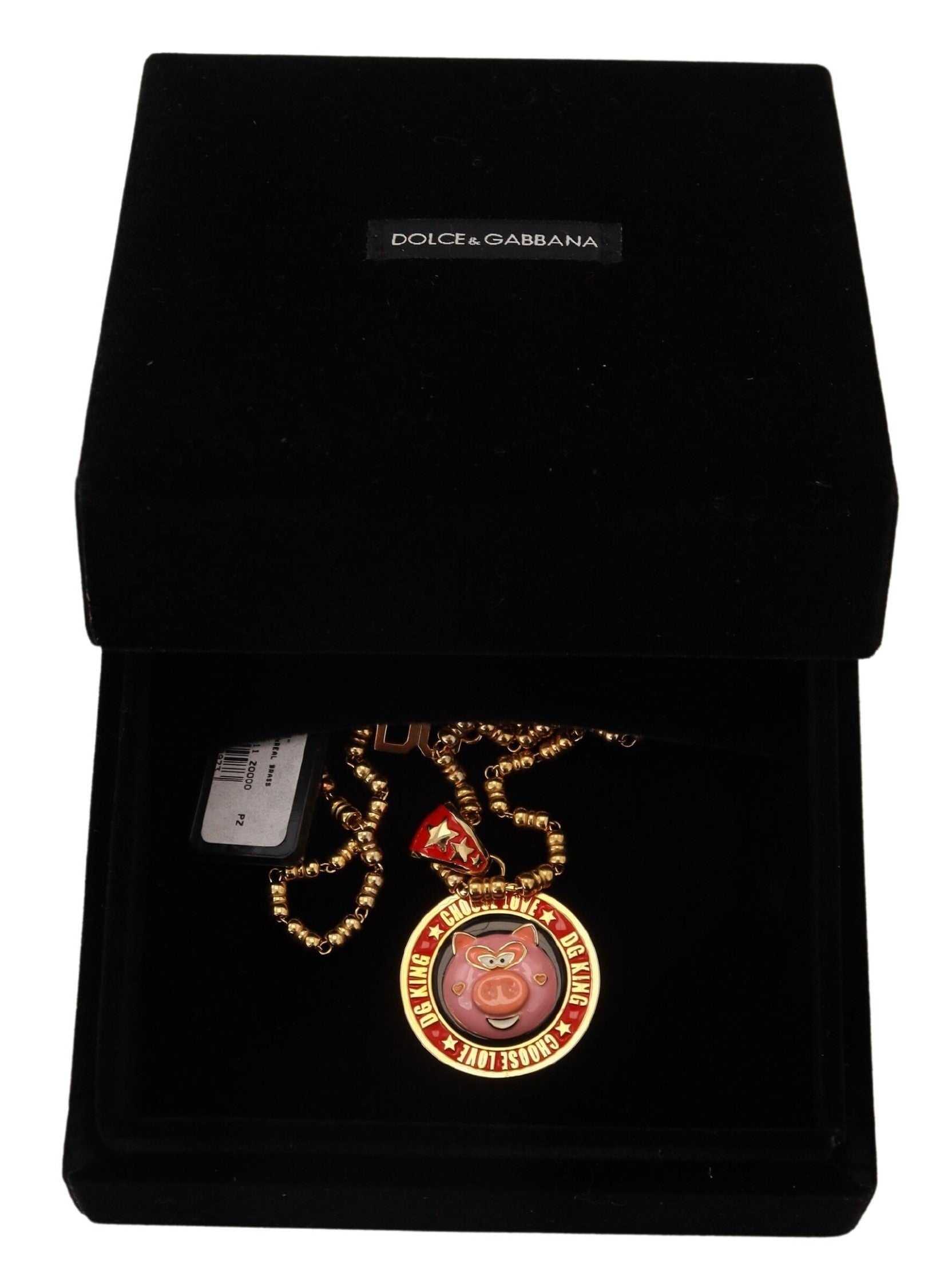 Dolce & Gabbana Gold Brass Chain SUPER PIG Pendant Logo Necklace -   -  Dolce & Gabbana. Dolce & Gabbana Gold Brass Chain SUPER PIG Pendant Logo Necklace -   -  Dolce & Gabbana.