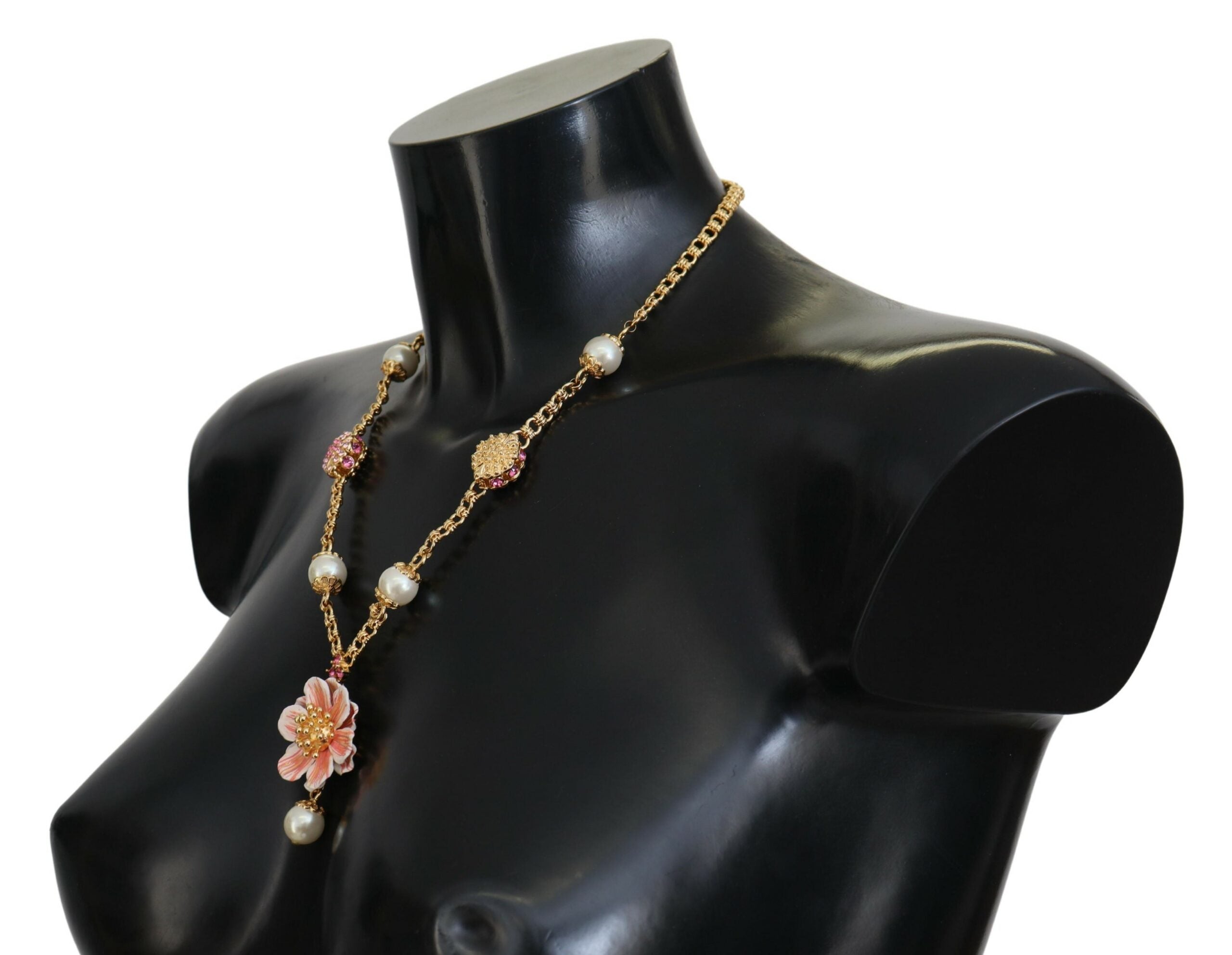 Dolce & Gabbana Gold Tone Floral Crystals Pink Embellished Necklace -   -  Dolce & Gabbana. Dolce & Gabbana Gold Tone Floral Crystals Pink Embellished Necklace -   -  Dolce & Gabbana.