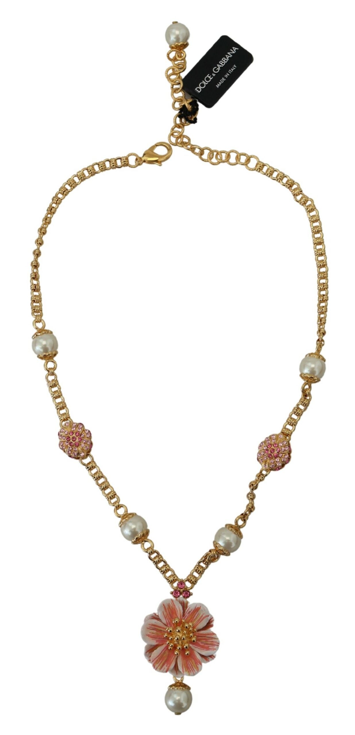 Dolce & Gabbana Gold Tone Floral Crystals Pink Embellished Necklace -   -  Dolce & Gabbana. Dolce & Gabbana Gold Tone Floral Crystals Pink Embellished Necklace -   -  Dolce & Gabbana.