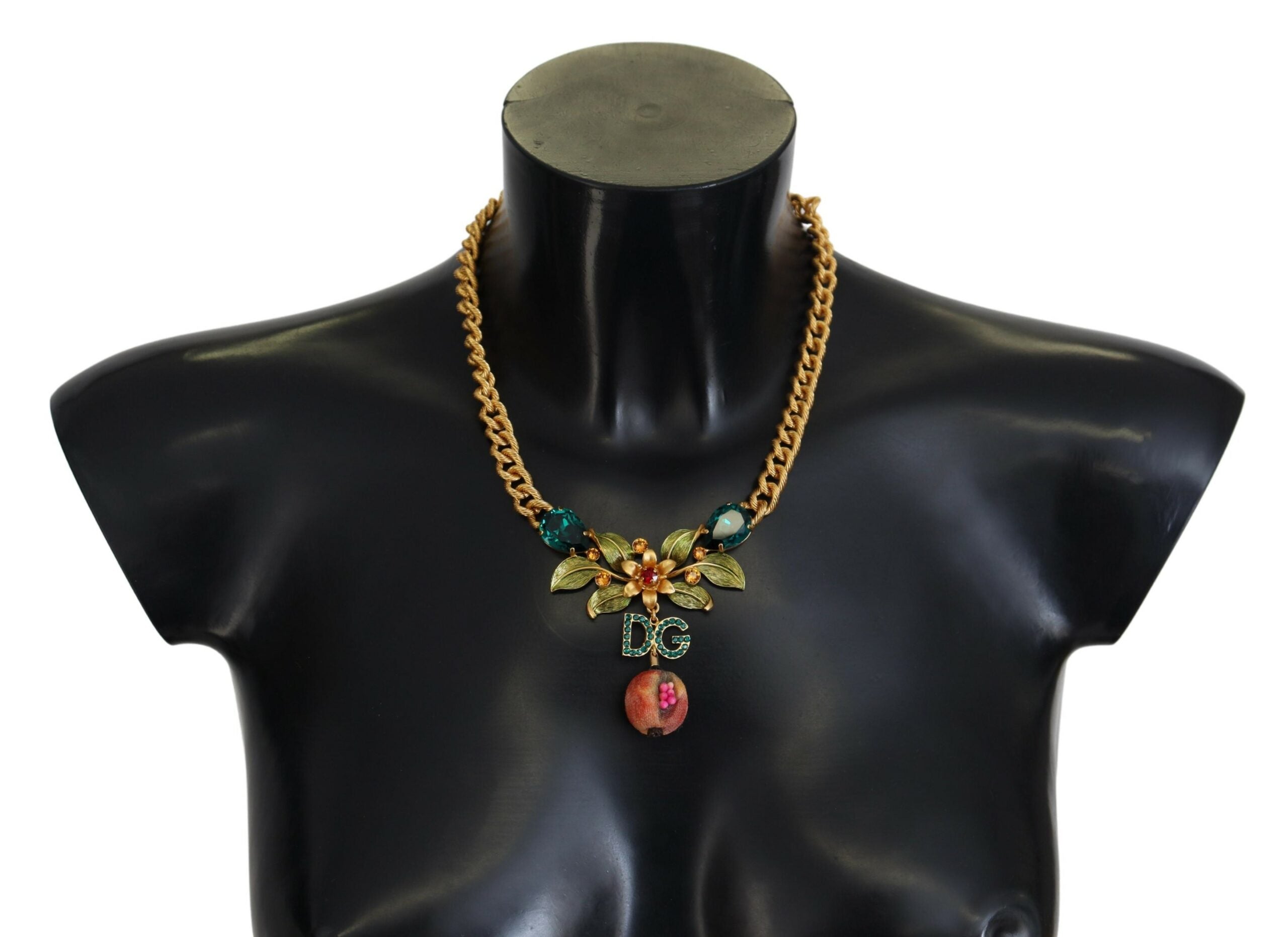 Dolce & Gabbana Gold Brass Crystal Logo Fruit Floral Statement Necklace -   -  Dolce & Gabbana.