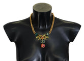 Dolce & Gabbana Gold Brass Crystal Logo Fruit Floral Statement Necklace -   -  Dolce & Gabbana.