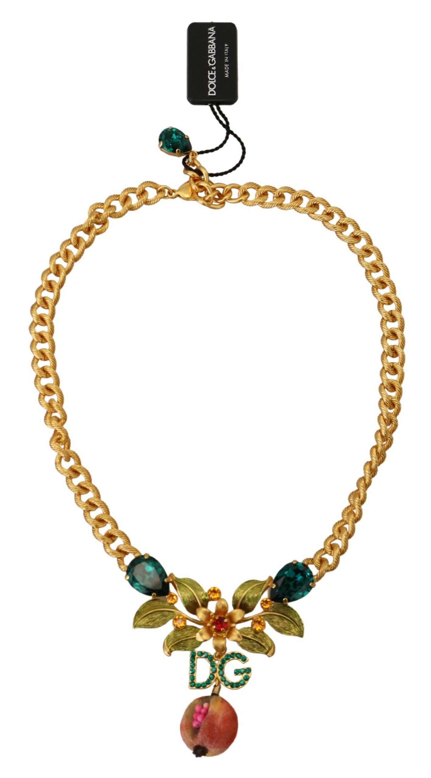 Dolce & Gabbana Gold Brass Crystal Logo Fruit Floral Statement Necklace -   -  Dolce & Gabbana. Dolce & Gabbana Gold Brass Crystal Logo Fruit Floral Statement Necklace -   -  Dolce & Gabbana.